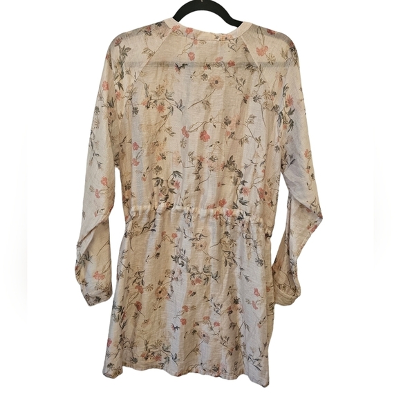 J.Jill XLP Linen Lyocell Blend Floral Tunic Top Sheer - Picture 2 of 15